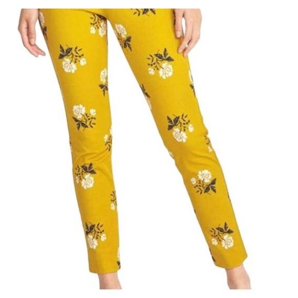 Old Navy Pixie Yellow Floral Ankle Pants Size 4 - Picture 1 of 8